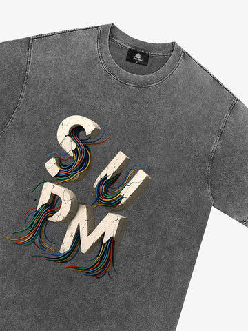 SPMD Letter Cable Graphic T-Shirt 