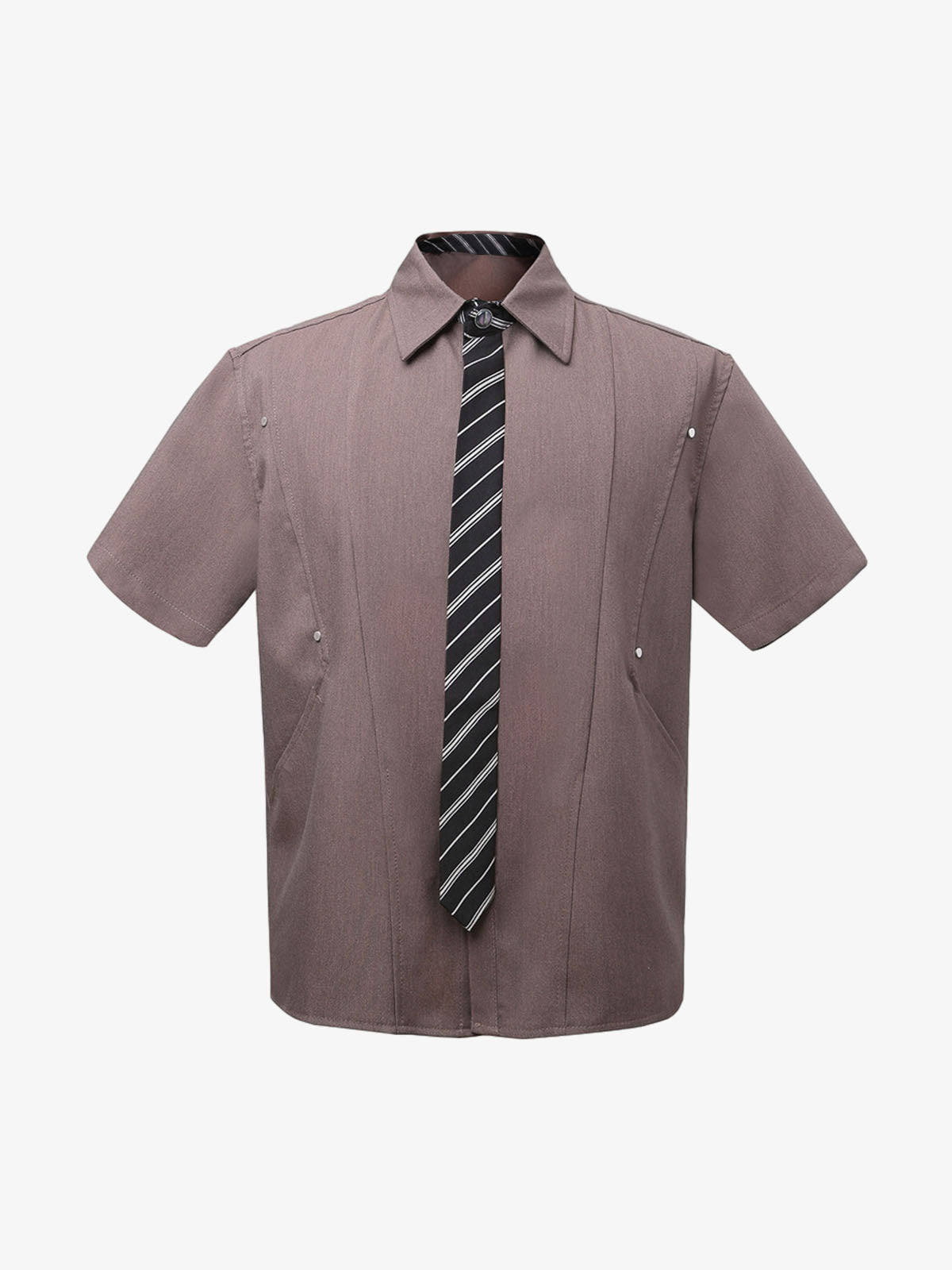 Deconstructed Patchwork Tie Short-sleeved Shirt 
