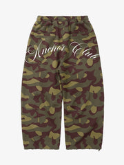 Camo Skull Graphic Zip Hoodie & Wide-Leg Sweatpants Set