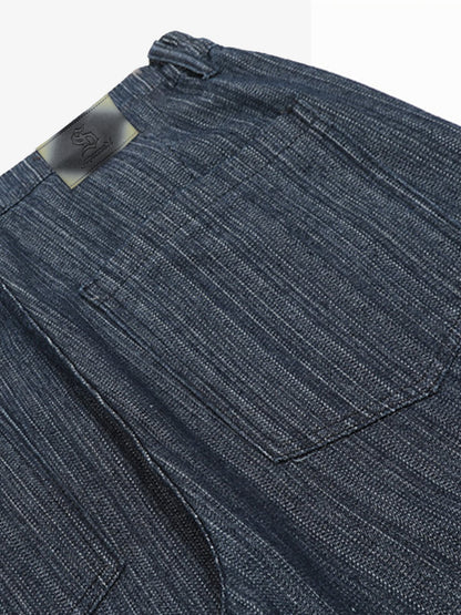 Stylish Wide-Leg Denim Trousers with Pleated Design for Modern Fashionistas 