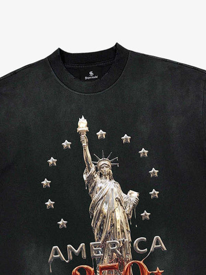 Liberty Statue Chrome Washed T-Shirt 