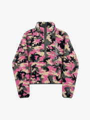 Letter Embroidered Camo Fleece Pullover Jacket