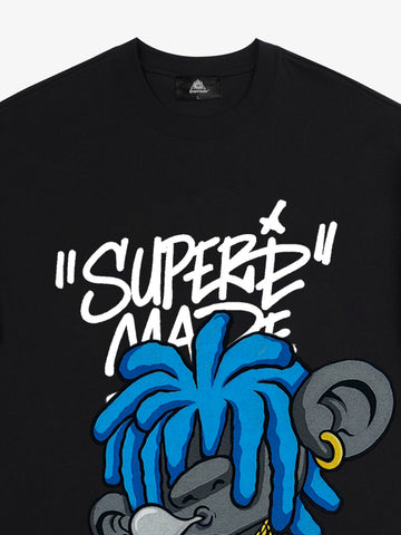 Thesupermade Graffiti Trend Blue Dreadlock Boy T-Shirt 
