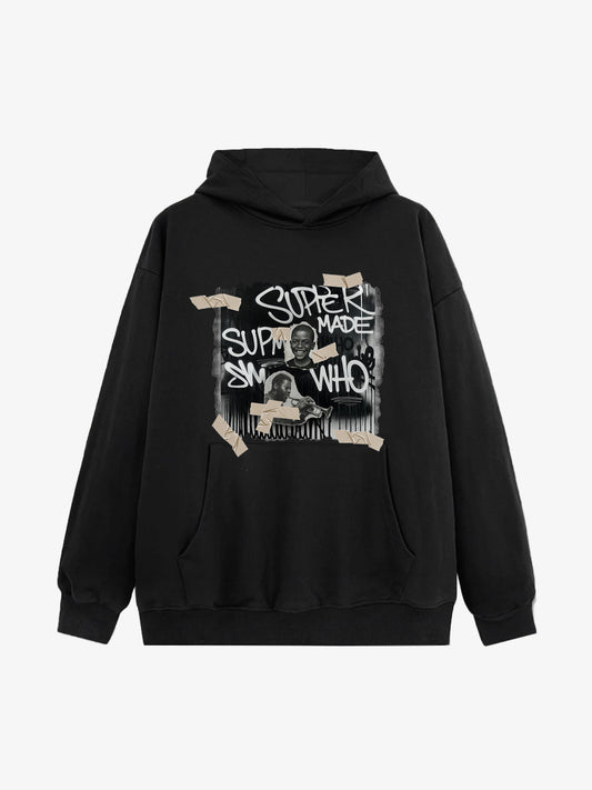 Street Collage Graffiti Font Character Hooded Sweatshirt 