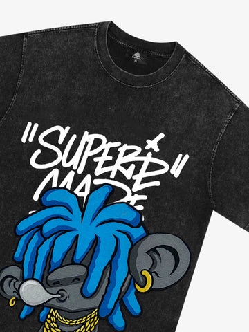 Thesupermade Graffiti Trend Blue Dreadlock Boy T-Shirt 
