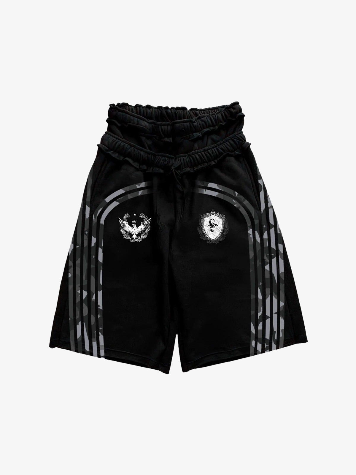 West Coast Letter Graphic Double-Waist Shorts