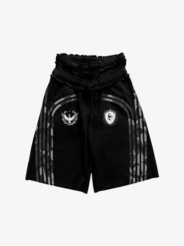 West Coast Letter Graphic Double-Waist Shorts