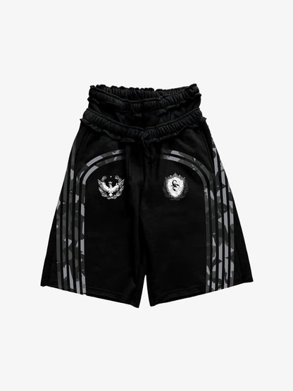 West Coast Letter Graphic Double-Waist Shorts