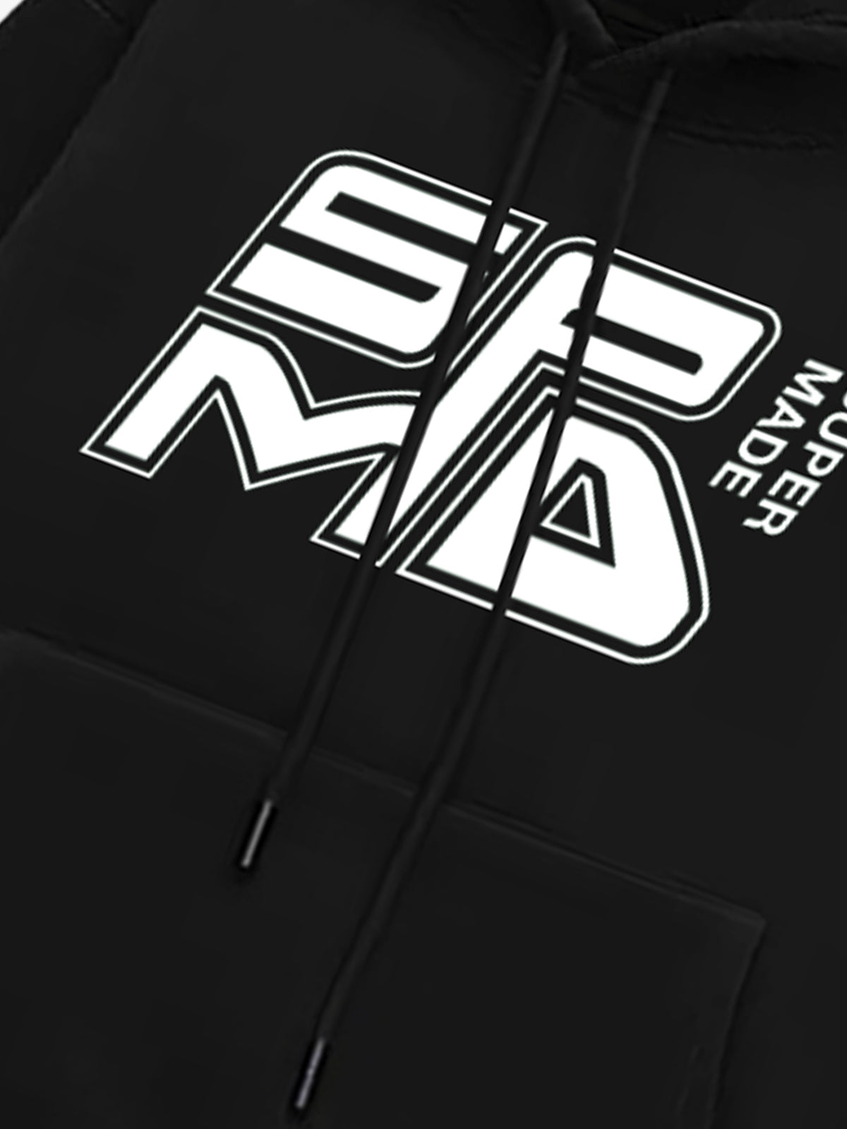 SPMD Letter Design Print Fleece Hooded Sweatshirt 