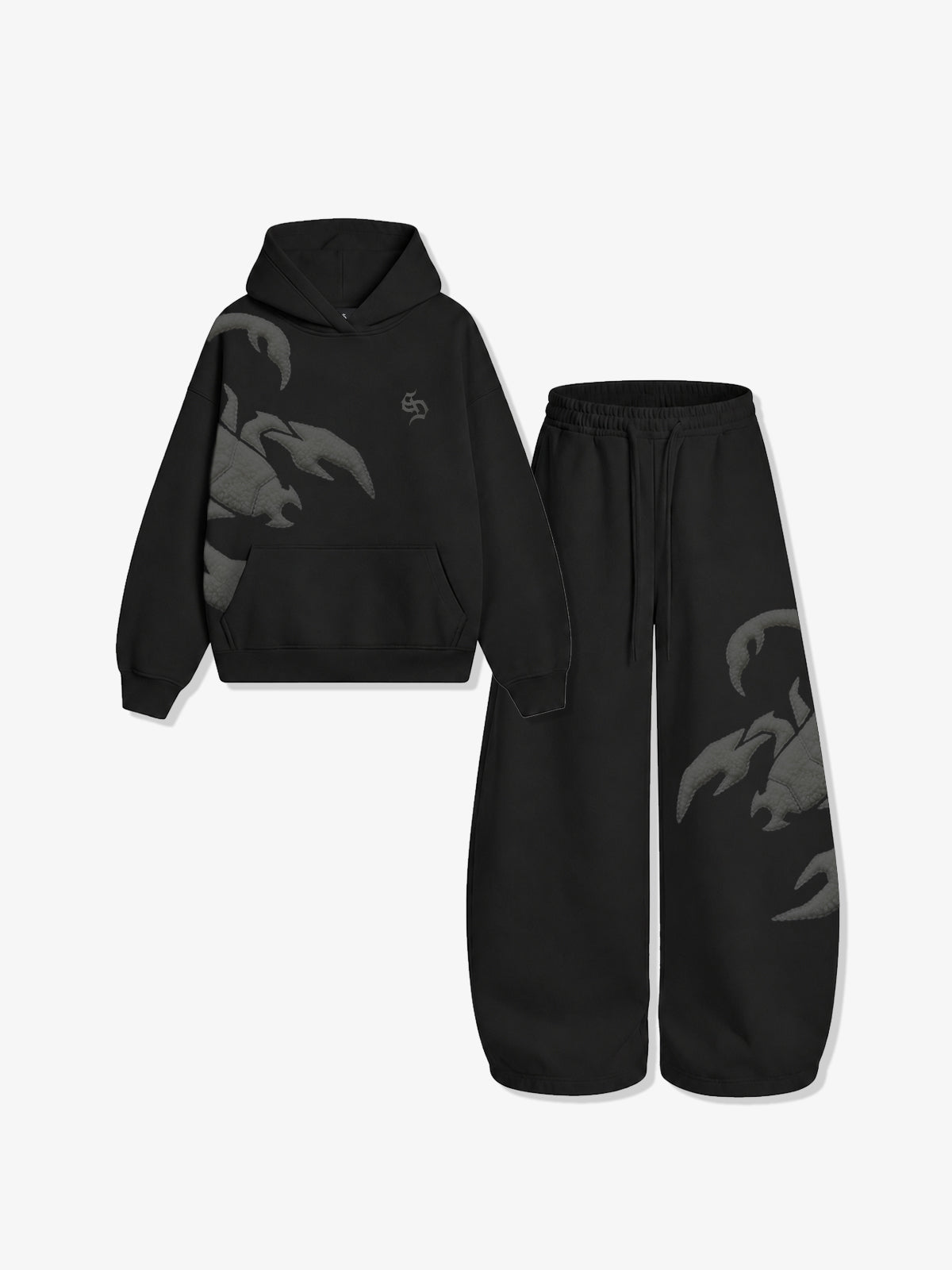 Cotton-Blend Terry Towel Embroidered Hoodie & Wide-Leg Sweatpants Set