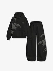 Cotton-Blend Terry Towel Embroidered Hoodie & Wide-Leg Sweatpants Set