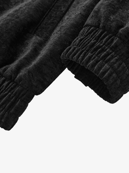 Stylish Velvet Bomber Jacket with Leather Collar for Men 