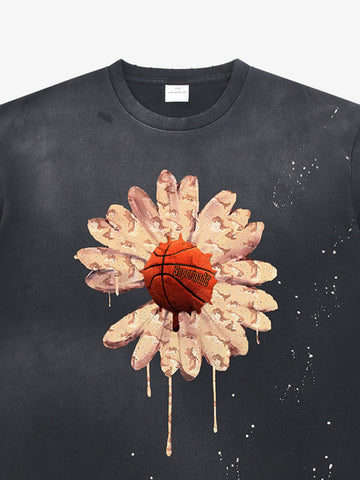 thesupermade Funny street basketball floral pattern design T-shirt 