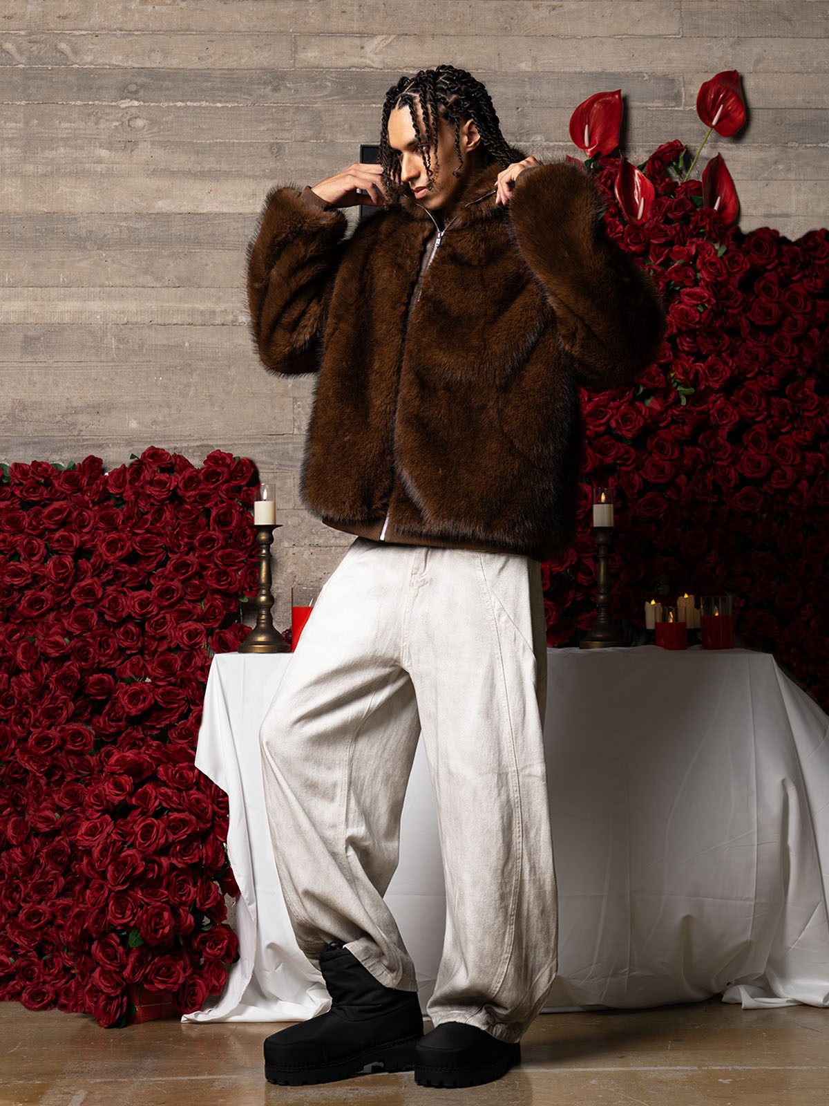 Supermade Embroidered Luxury Faux Fur Jacket 