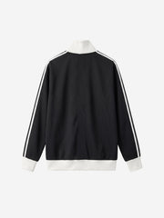 Star Embroidered Color Block Striped Heavyweight Sweatshirt