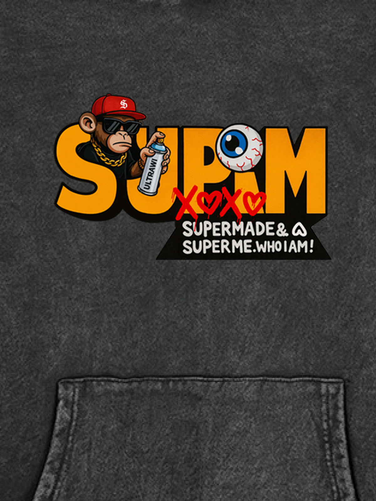 Supermade Hip-hop Monkey Graffiti Hooded Sweatshirt 