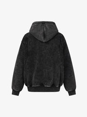 Oversized-Zip Fleece-Lined Hoodie