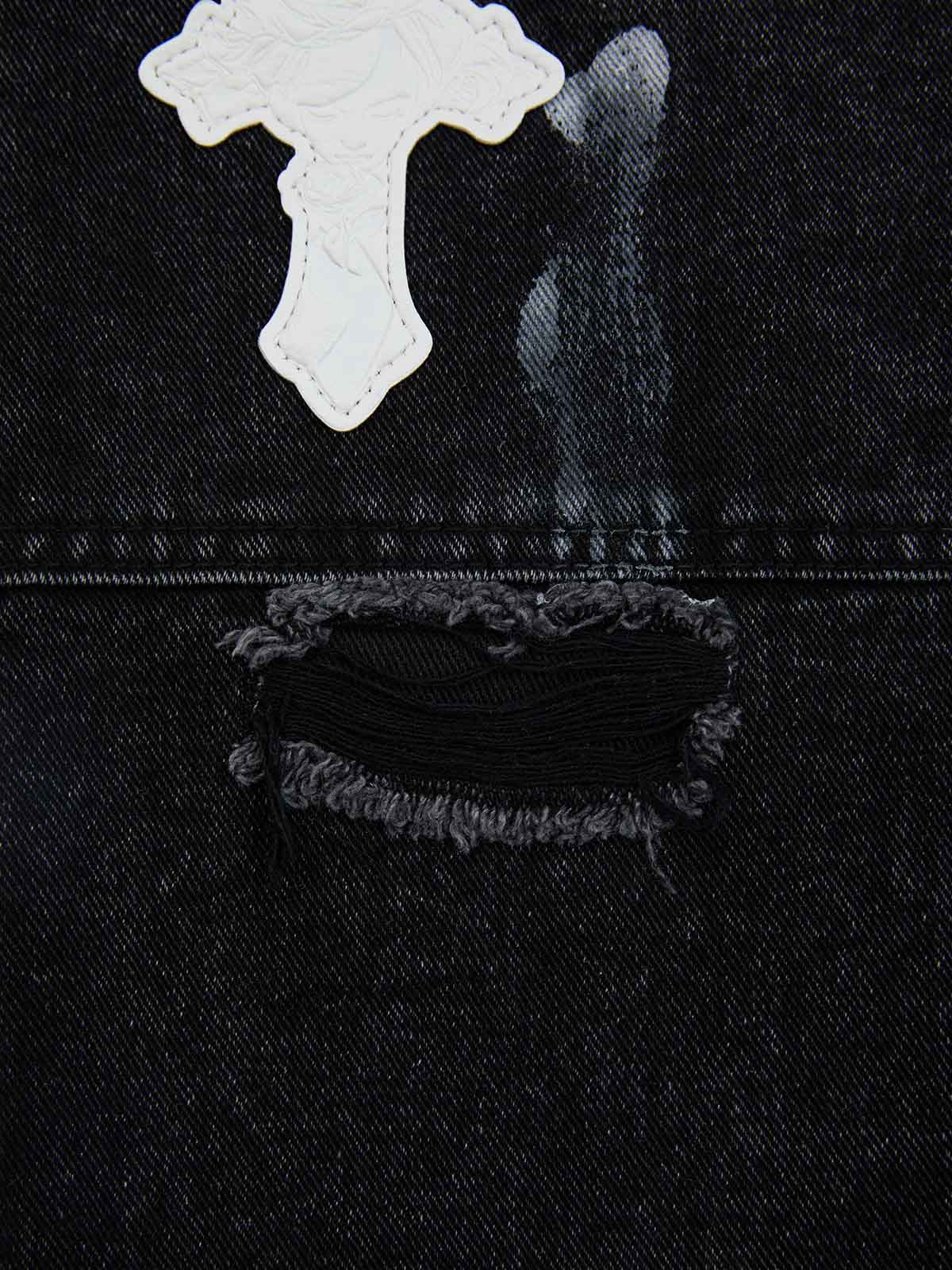 Supermade Retro Distressed Print Heavyweight Canvas Baggy Pants 