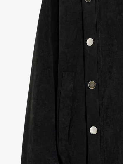 Vintage Stand Collar Metal Button-Structured Bomber Jacket