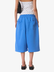 Distressed Letter Graphic Cropped Wide-Leg Shorts