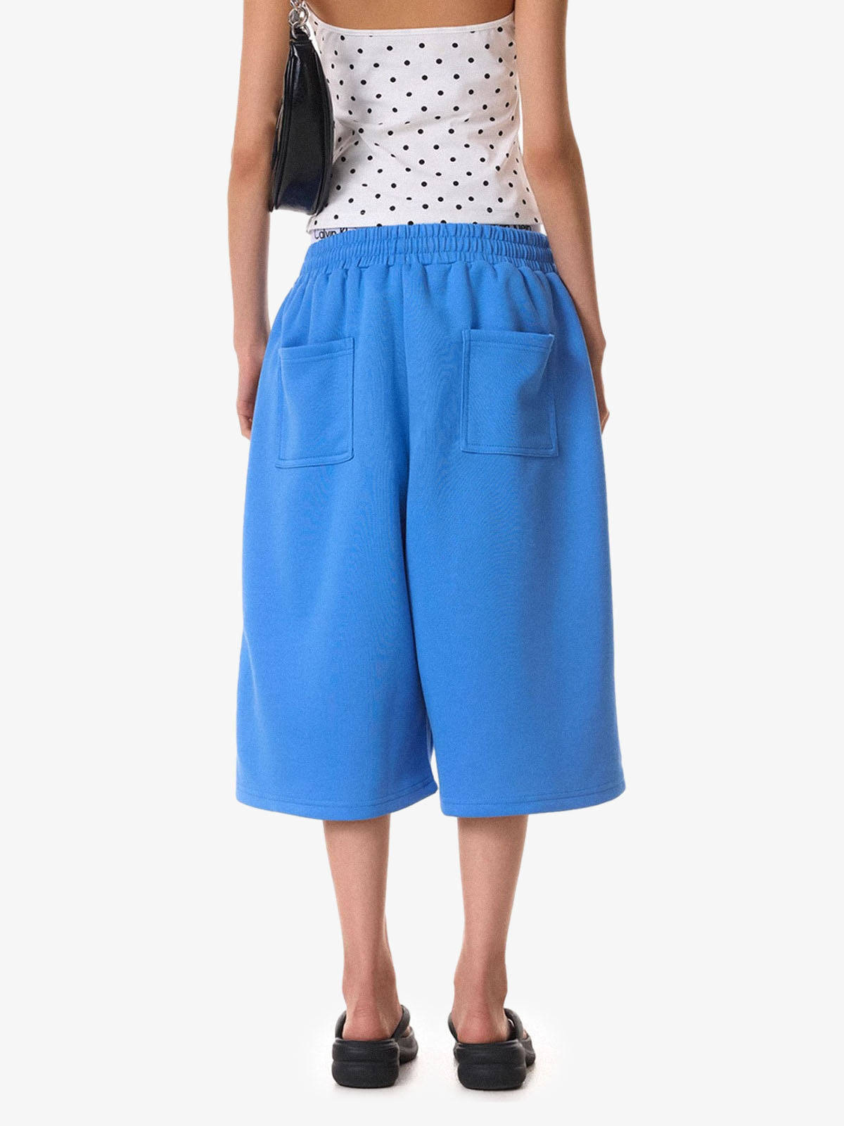 Distressed Letter Graphic Cropped Wide-Leg Shorts