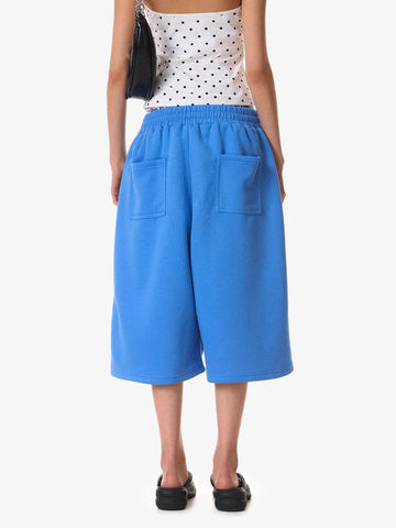 Distressed Letter Graphic Cropped Wide-Leg Shorts