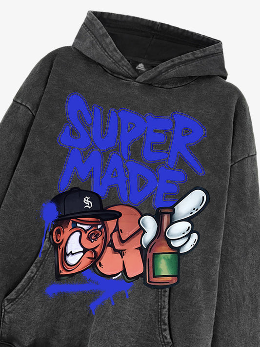 Supermade graffiti design hooded sweatshirt 