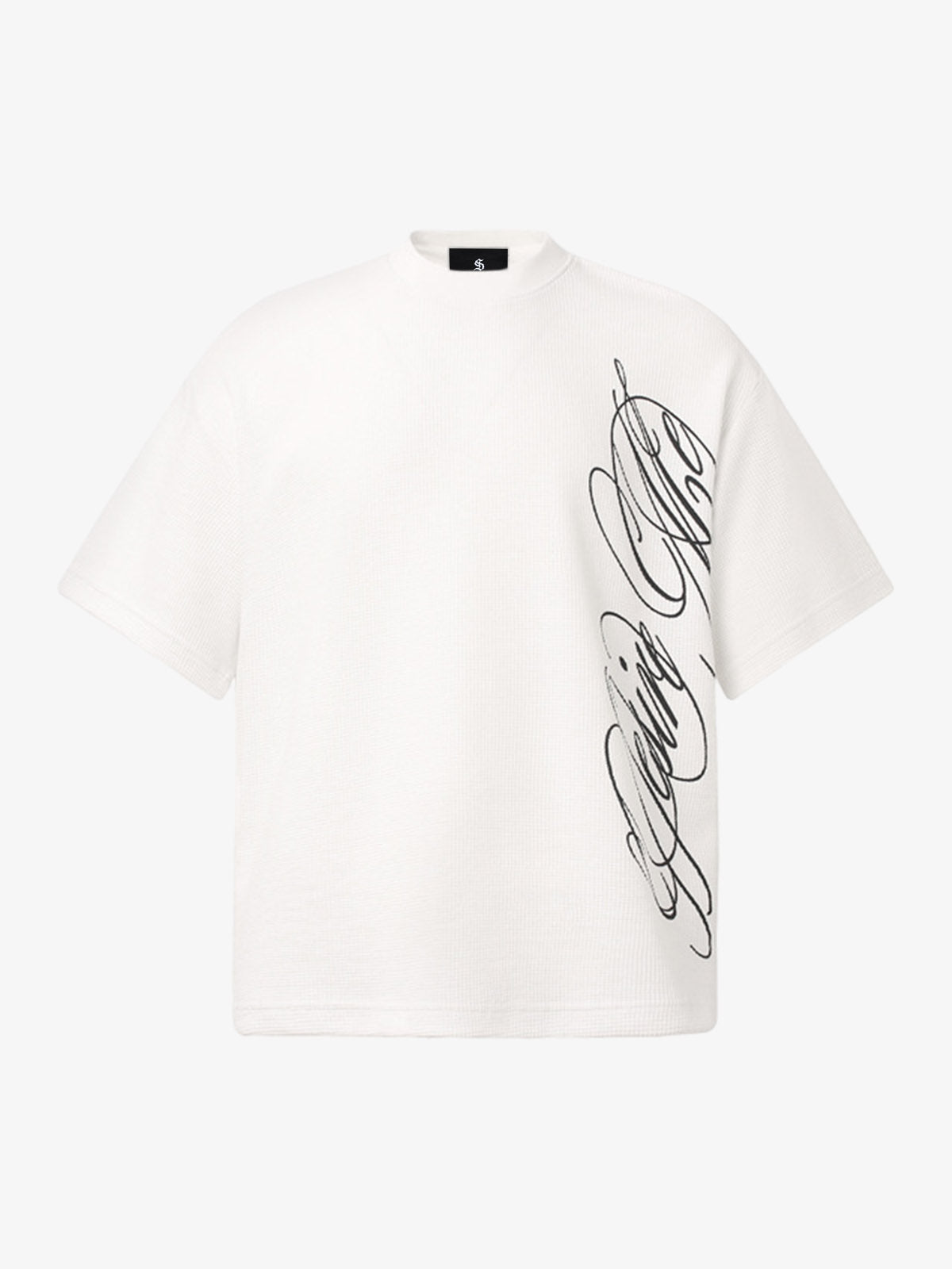Side Script Waffle Knit T-Shirt