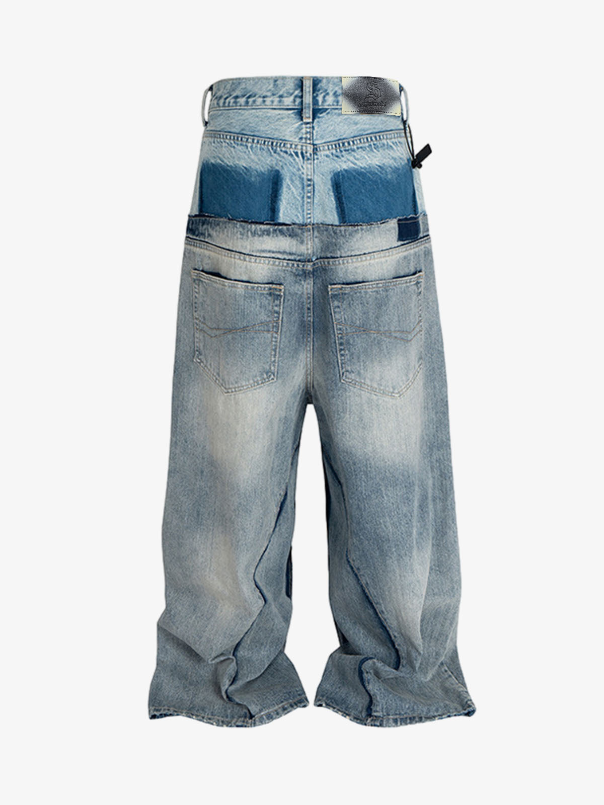 Double-Layer Paneled Baggy Jeans 