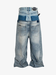Double-Layer Paneled Baggy Jeans 