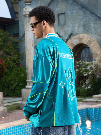 Supermade American Gothic Font Satin Mesh Jersey 