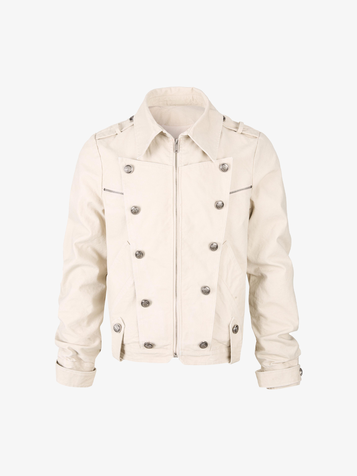 Detachable Striped-Hood Crop Jacket