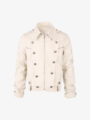 Detachable Striped-Hood Crop Jacket