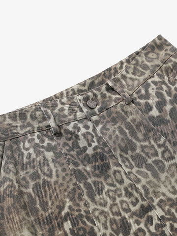Vintage Leopard Print Cargo Barrel Pants 
