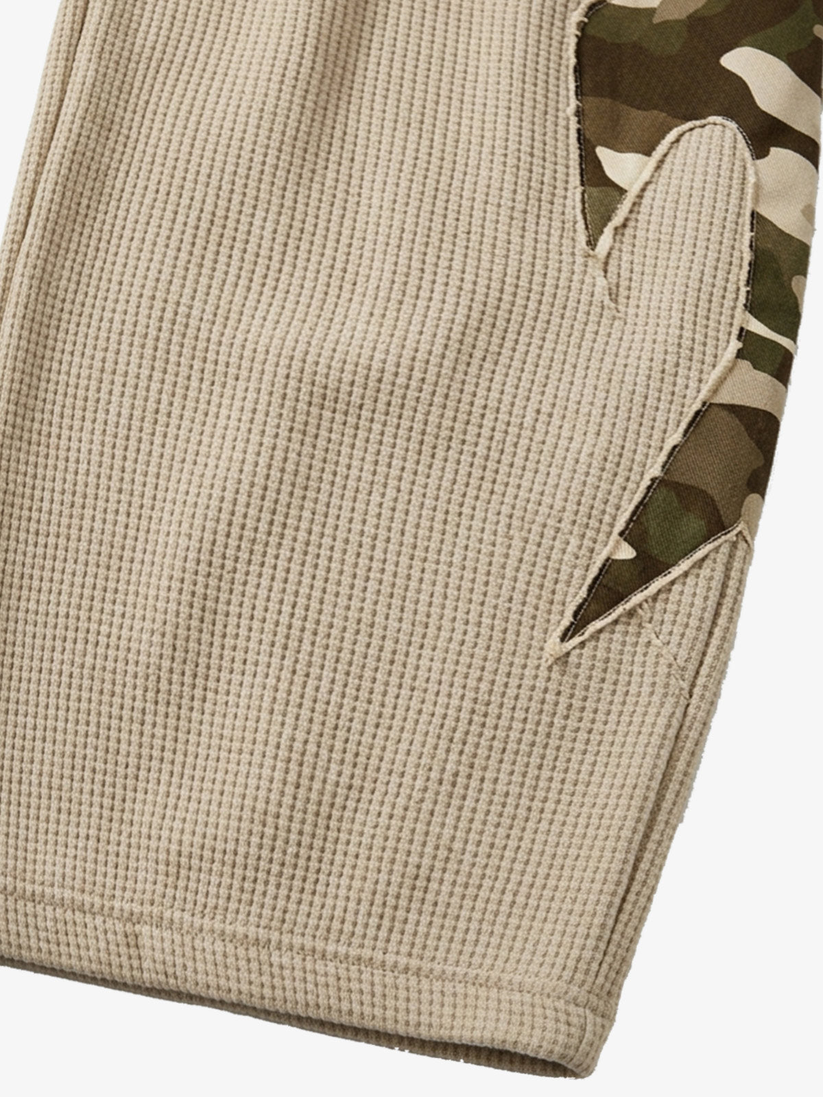 Waffle-Knit Camo Appliqué Embroidered Hoodie & Wide-Leg Sweatpants Set
