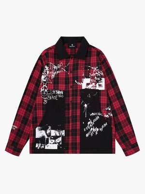 Plaid Graphic Long Sleeve Shirt