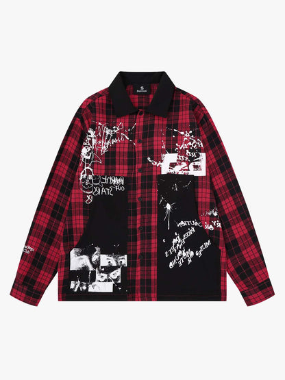 Plaid Graphic Long Sleeve Shirt