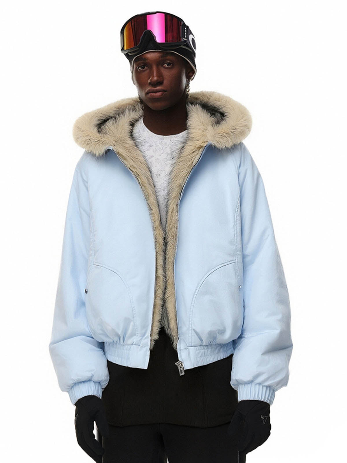 Street Faux Fur Collar Hooded Windproof Padded Jacket 