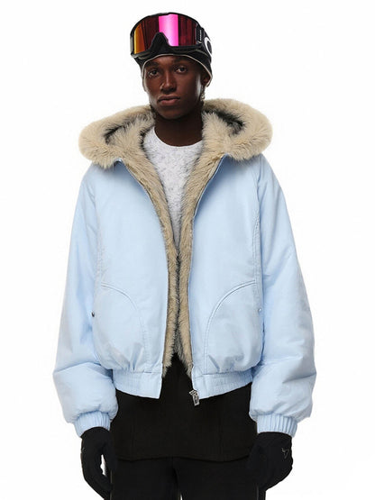 Street Faux Fur Collar Hooded Windproof Padded Jacket 