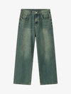 Multicolor Washed Distressed Wide-Leg Jeans