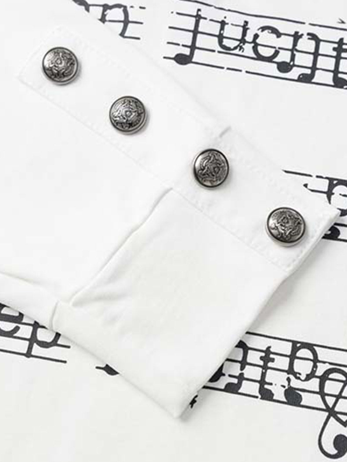 Music Staff Graphic Stand-Collar Half-Zip Long Sleeve Tee