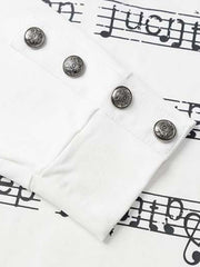 Music Staff Graphic Stand-Collar Half-Zip Long Sleeve Tee