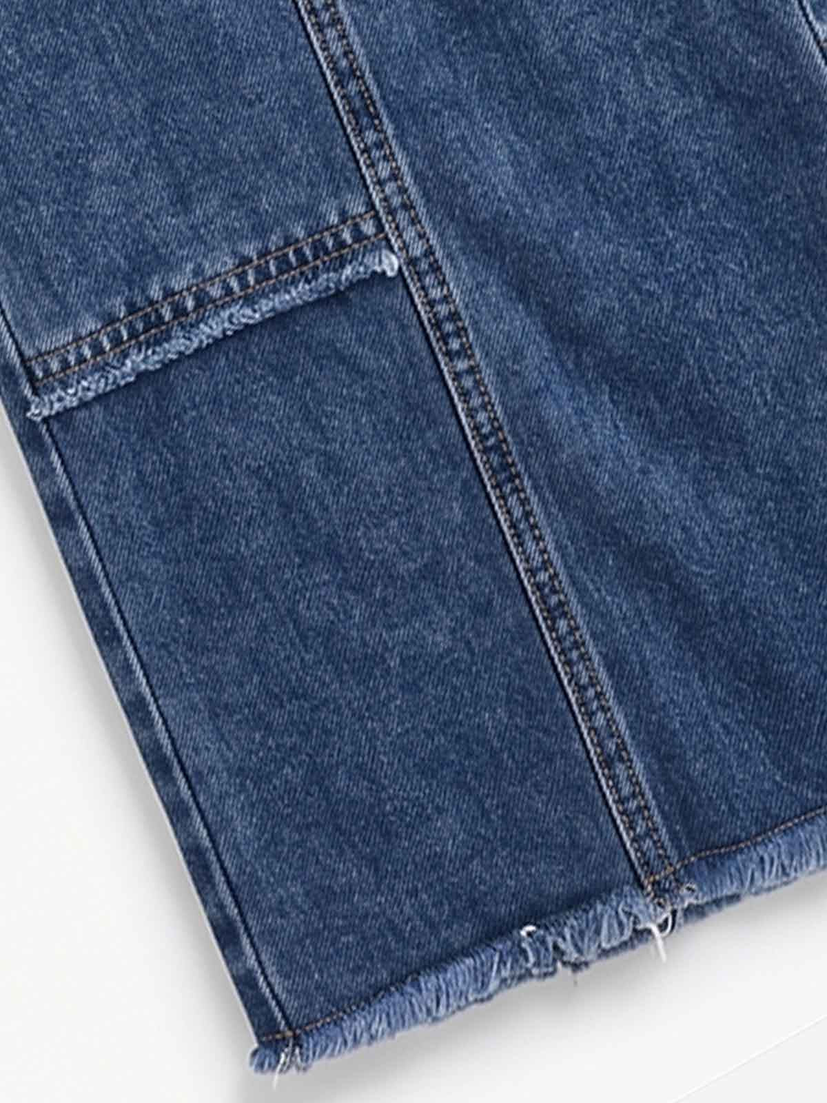 Appliqué Embroidered Wide-Leg Jeans