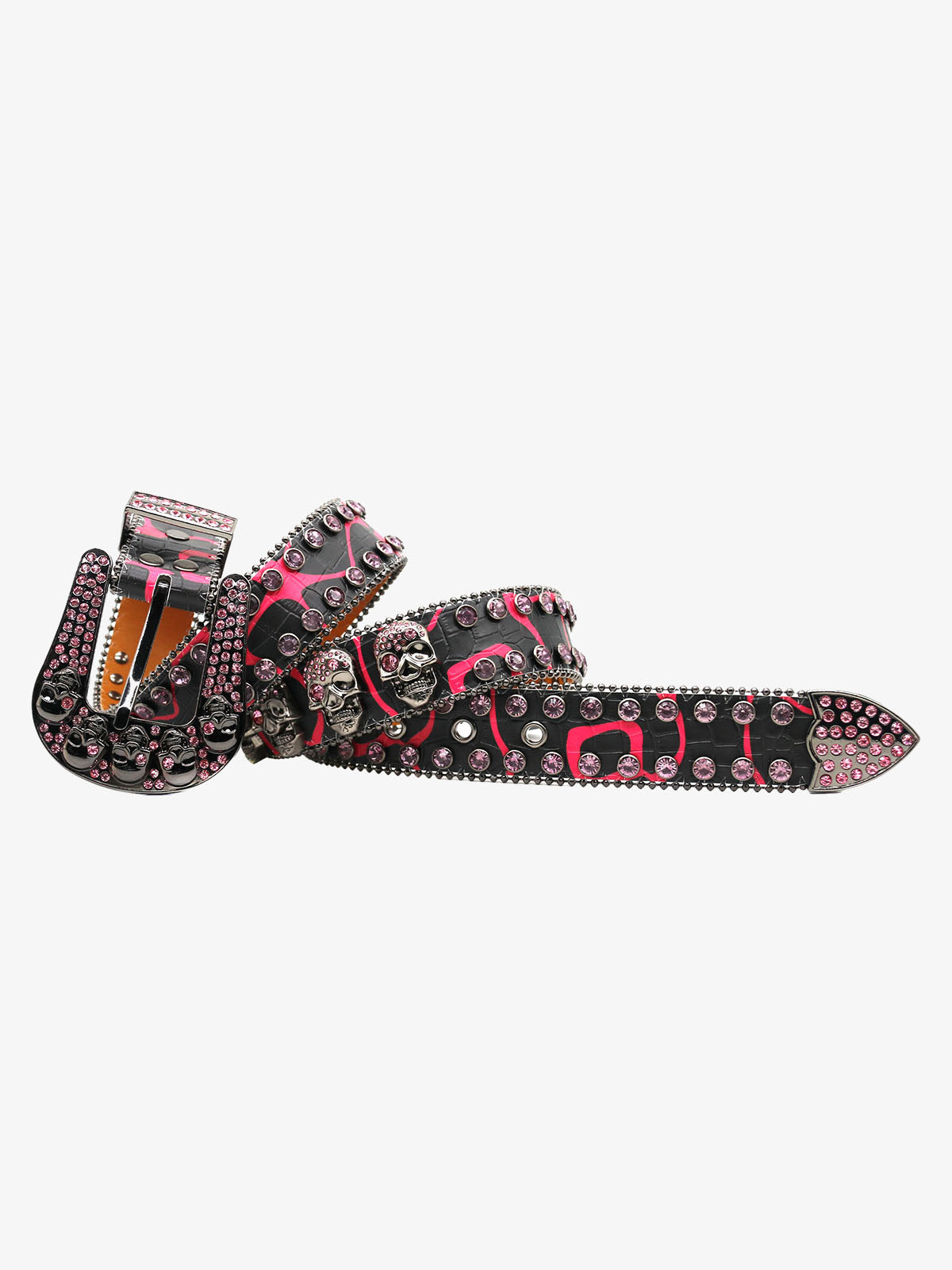 Street Hip Hop Rhinestone-Studded Skull Belt