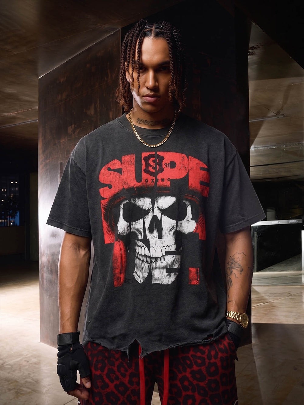 ヴィンテージゴシックスカルグラフィックTシャツ
