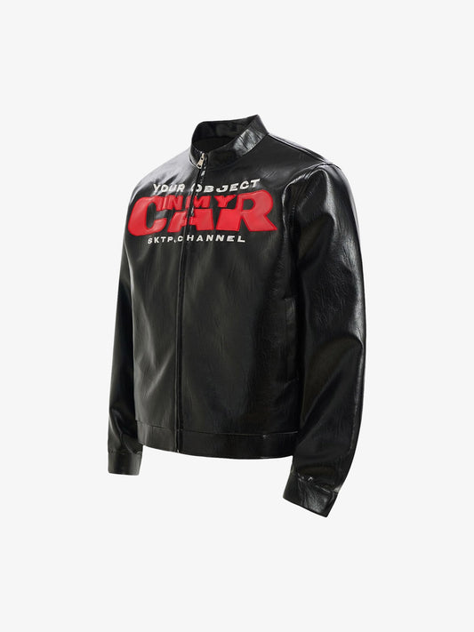 Stylish Graphic Print Leather Jacket for Men - Perfect for Casual and Streetwear Outfits 