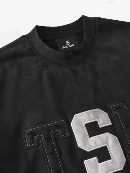 Distressed Appliqué Mud-Wash T-Shirt 