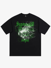 Gothic Skull Spiderweb Graphic T-Shirt 