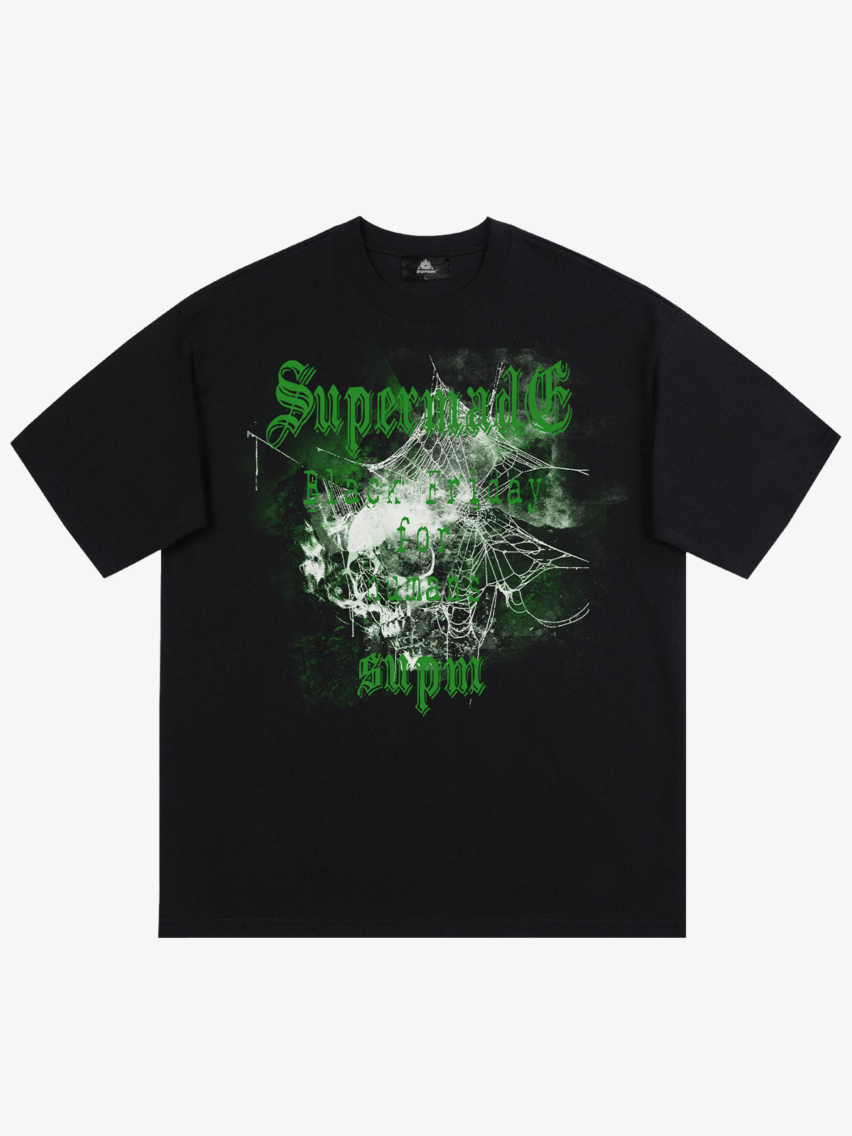 THE SUPERMADE Black Friday Gothic Skull Spiderweb Graphic T-Shirt 