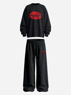 Two-Tone Embroidered Sweatshirt Set